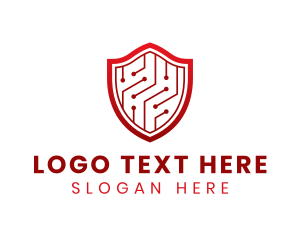 Protection - Red Shield Technology logo design