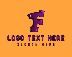 Teenager - Graffiti Art Letter F logo design