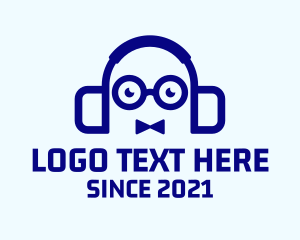 Teacher - Nerd Bowtie Headphones logo design