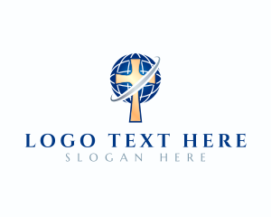 Faith - Holy Cross Globe logo design