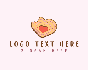 Biscuit - Heart Cookie Pastry logo design