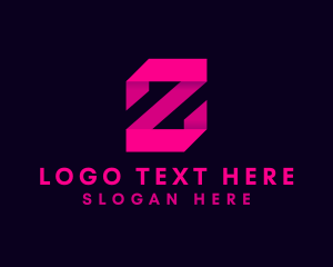 Typography - Geometric Origami Ribbon Letter Z logo design