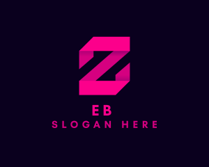 Cyber - Geometric Origami Ribbon Letter Z logo design
