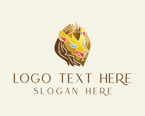 Winged Lion - Gold Regal Lion logo design