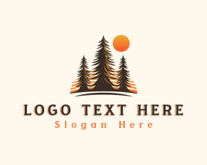 Forestry - Pine Tree Sunset View logo design