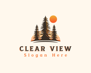 Pine Tree Sunset View logo design