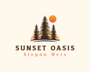 Pine Tree Sunset View logo design