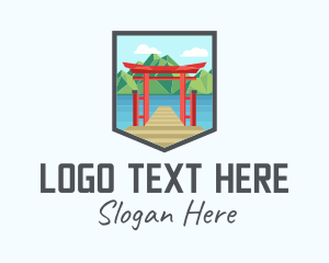 Eco - Japanese Torii River logo design