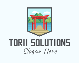 Torii - Japanese Torii River logo design