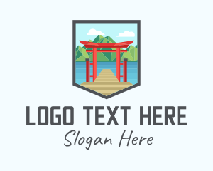 Lagoon - Japanese Torii River logo design