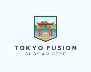 Japanese Torii River logo design