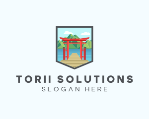 Japanese Torii River logo design