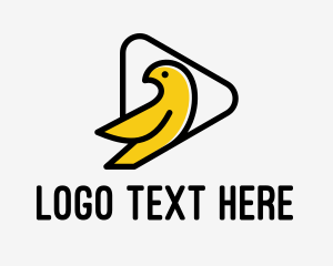 Passerine - Yellow Bird Play Button logo design