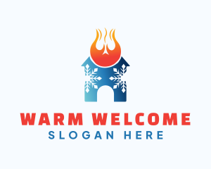 Heating Cooling Home logo design