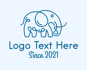 Savannah - Blue Curly Elephant logo design