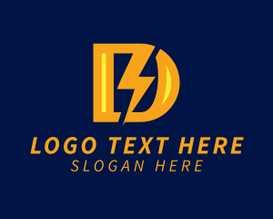 Orange - Lightning Bolt Letter D logo design