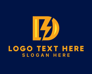 Lightning Bolt - Electric Volt Letter D logo design