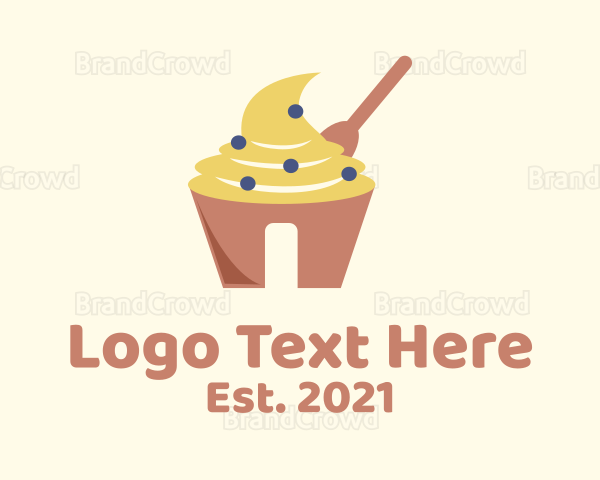 Cream Pastry Cupcake Logo