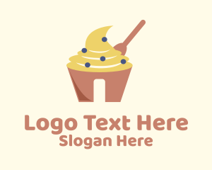 Cream Pastry Cupcake Logo