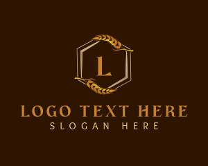 Cafe - Elegant Wheat Hexagon logo design