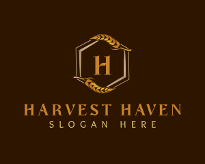 Elegant Wheat Hexagon logo design