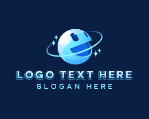 Futuristic - Orbit Sparkle Smiley logo design