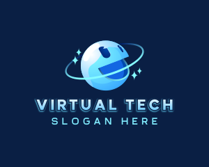 Virtual - Orbit Sparkle Smiley logo design