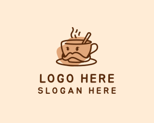 Latte - Coffee Cup Moustache logo design