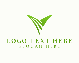 Natural Leaf Letter V logo design