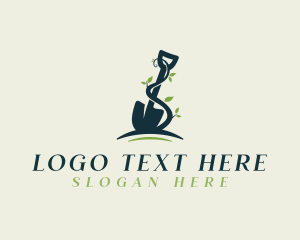 Plant Landscaping Shovel Gardening Logo