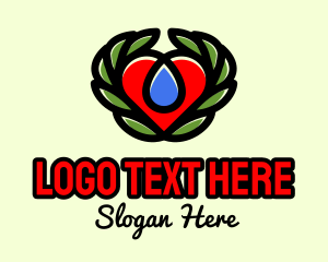 Laurel Leaf - Eco Leaf Heart logo design