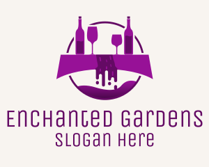 Wonderland - Purple Wine Fountain logo design