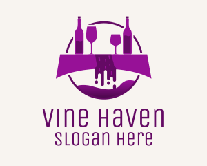 Purple Wine Fountain logo design