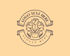 Emblem - Flower Pottery Garden logo design