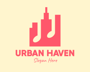 Pink Urban City Music logo design