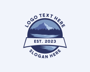 Trekking - Mountain Lake Camping logo design