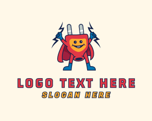 Electrician - Electric Plug Superhero logo design