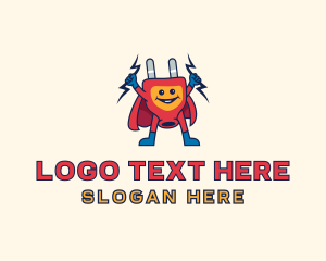 Electric Plug Superhero logo design