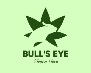 Green Bull Cannabis Leaf logo design