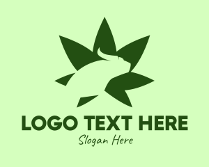 Horn - Green Bull Cannabis Leaf logo design