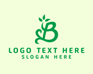 Lettering - Green Natural Letter B logo design