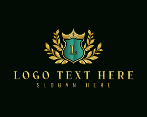Wreath - Elegant Crown Shield logo design