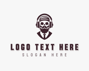 Broadcast - Broadcasting Skull Beard logo design