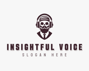 Broadcasting Skull Beard logo design