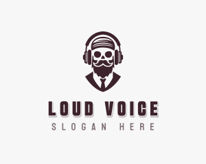 Broadcasting Skull Beard logo design