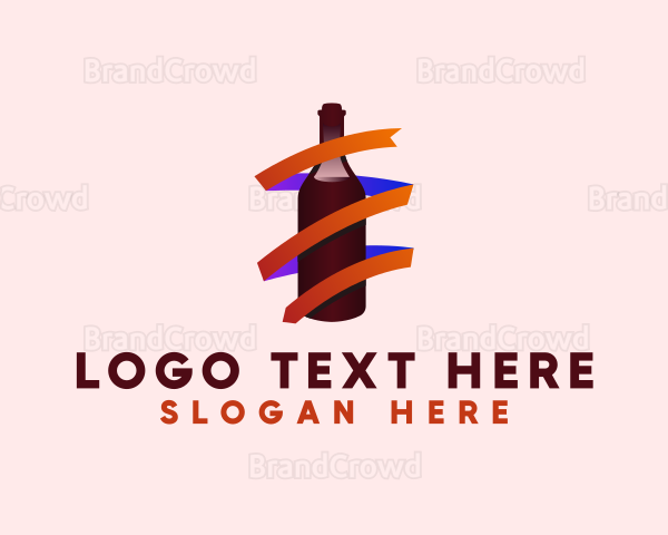 Wine Ribbon Bottle Logo