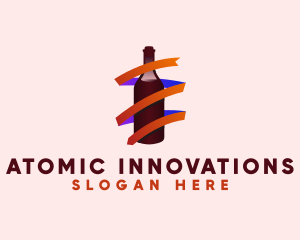 Wine Ribbon Bottle logo design