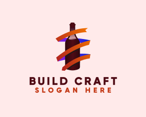 Wine Ribbon Bottle logo design