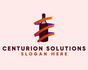 Wine Ribbon Bottle logo design