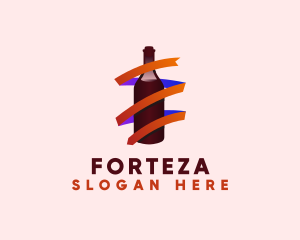 Wine Ribbon Bottle logo design